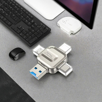 Pembaca kartu memori Flash USB 3.0 kecepatan, Mini 4 in 1All in 1 64G instalasi eksternal tipe kartu CF memori TF