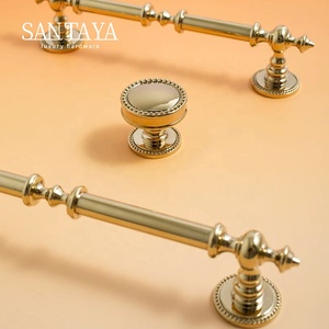 Santaya Solid PVD Gold Brass Handles Kitchen Cabinet Pulls Bedroom Wardrobe Drawer <strong>Knobs</strong> Furniture Handle - Product Image 6