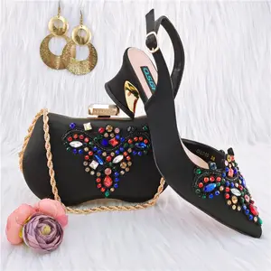 ladies luxury wedding matching nice italian shoes with matching bags set custom shoe bag