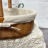Panier à fleurs en rotin naturel, avec doublure en lin amovible, panier cadeau tissé, arrangement floral, emballage de mariage