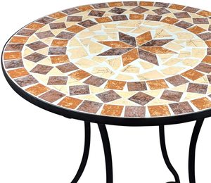 Muebles de jardín de <span class=keywords><strong>metal</strong></span> de estilo antiguo, venta al por mayor, conjunto de bistró de mosaico con mesa y sillas para decoración del hogar - Product Image 4