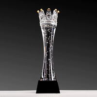 Trophée Couronne en Cristal Gravé, en Verre Transparent, pour Concours de Beauté et Événements