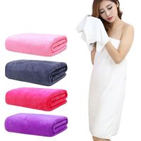 Ensemble de serviettes de bain XL en microfibre absorbante épaissie brillante de couleur pure serviette tissée avec logo pour la douche de spa de plage vente en gros