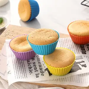 Atacado Barato Silicone Baking Cups Para Bake Muffins Non-Stick Cookie Cup Licners Round Muffin Cake Mold