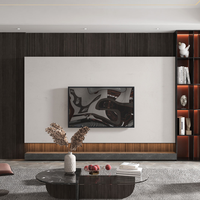 Meuble TV en MDF avec rangement, gris moderne, pour hall d'hôtel, style rustique Art Déco, en bois massif de frêne et pierre frittée couleur sauge