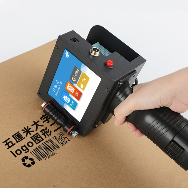 Portable Automatic Handheld Inkjet Printer 50 mm Height Large Character Carbon Steel Tube 600dpi Customizable Logo Printer