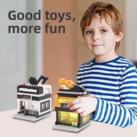 Sacs de blocs de construction micro-plastiques, modèles de rue de ville, restaurant de frites, magasin de vêtements, jouets en micro-particules tridimensionnelles miniatures
