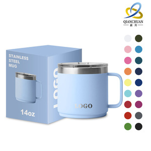 Qianchuan Stainless Steel Mug 14oz Double Wall Vacuum Insulated Office Coffee Beer Water Cup With Handle Customizable - Product Image 1