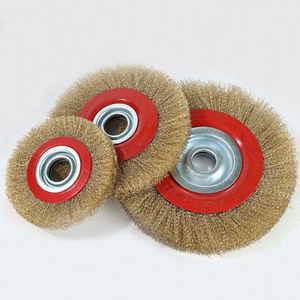 <span class=keywords><strong>Brosse</strong></span> <span class=keywords><strong>métallique</strong></span> ronde en laiton pour le décapage de la rouille, le polissage et la découpe de l'acier – <span class=keywords><strong>Brosse</strong></span> rotative - Product Image 4