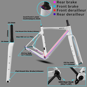 Cadre de vélo de gravier en carbone BXT 700C 58cm grande taille avec passage de câbles entièrement intégré, vente en gros OEM ODM, cadre de vélo de gravier en carbone aérodynamique 700C - Product Image 5