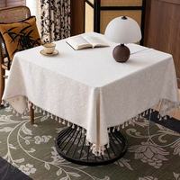Nappe carrée minimaliste en lin à motif floral uni, lavable, en tissu haut de gamme, pour banquets et réceptions