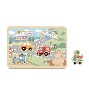 Casse-tête de véhicule en bois TOOKY TOY avec une vraie voix à consonance humaine - Product Image 1