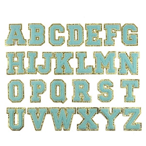 Vendita calda oro glitterato bordo ricamato di lusso in ferro su Patch alfabeto universitario di 8 cm <span class=keywords><strong>lettere</strong></span> a a Z in feltro Applique ciniglia Patch - Product Image 4