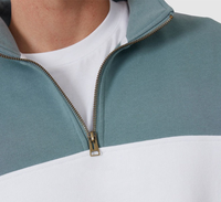 Pull d'hiver à col roulé 1/4 zippé, coupe droite, 100 % coton, épaules tombantes, imprimé, color-block, personnalisable OEM, vente en gros