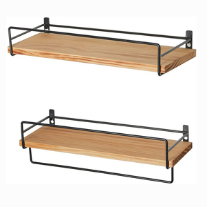 Floating Shelves Wall Mounted, Wall Wood Storage Shelf for Kitchen Bathroom Bedroom Set of 2 Carbonized Black