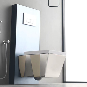 Toilette intelligente entièrement automatique de style occidental, avec couvercle en plaqué or, facile à utiliser, toilettes murales de la salle de bains - Product Image 6