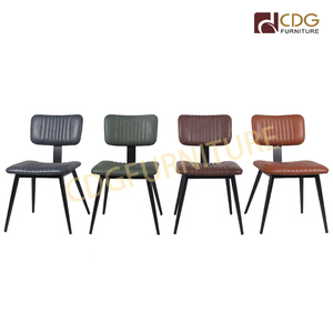 Chaise luxueuses en cuir PU avec pieds noirs, fauteuil stylé industriel Vintage, Style italien, avec dossier en métal, pour <span class=keywords><strong>bistrot</strong></span> et café - Product Image 6