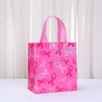 Sac fourre-tout de sensibilisation au cancer du sein, ruban rose, sac en tissu réutilisable avec poignées pour femmes, fournitures de fête