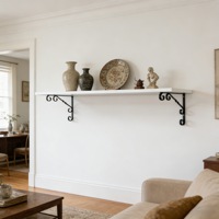 Étagère murale flottante décorative en bois blanc de style vintage, robuste, grande capacité, avec supports à motifs, pour cuisine