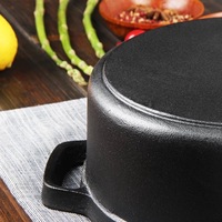 Marmite en fonte pré-assaisonnée 5,5 QT - Cocotte robuste avec couvercle pour ragoûts, soupes et braisages, camping et usage domestique