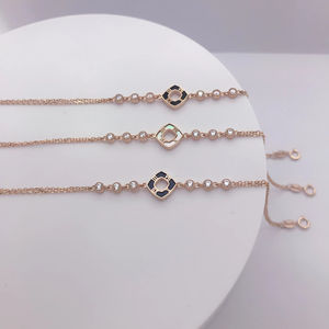 Joyería Fina de Oro Real de 18k, Brazalete con Colgante Cuadrado de Circonita, Joyería de Oro Puro de 18k para Mujer, Regalo - Product Image 4