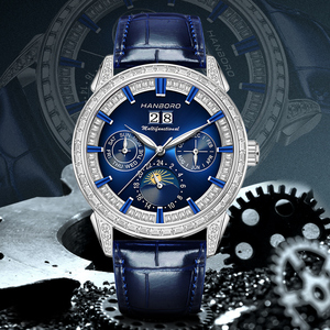 Hanboro vua của Đồng hồ nam sang trọng đồng hồ cơ tự động đầy đủ kim cương tôn tạo cửa sổ quay số kính với màn hình con trỏ - Product Image 6