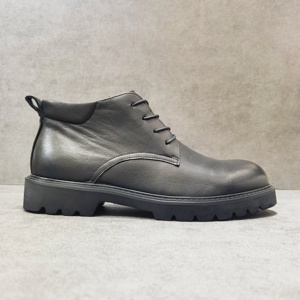 Bottes Derby en cuir véritable pour <span class=keywords><strong>homme</strong></span>, à fermeture éclair à la cheville, imperméables, respirantes, souples, antidérapantes, confortables, pour l'automne, l'hiver et la neige - Product Image 3