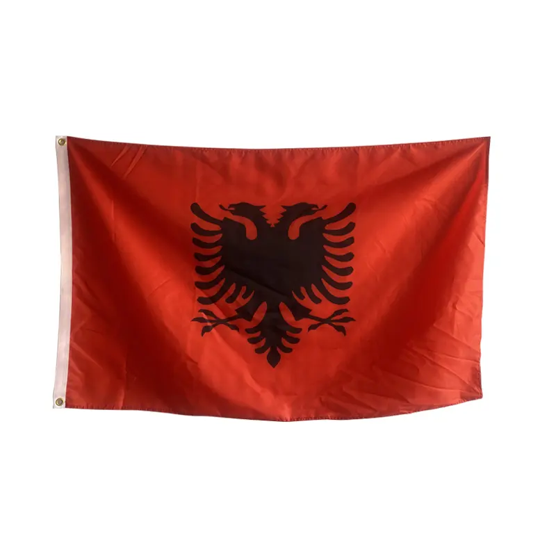 Grosir murah 3x5 kaki syal bendera nasional Amerika Serikat cetakan sublimasi kustom garis merah bendera Albania 150x90