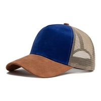 Gorra de Malla de 5 Paneles con Logotipo Personalizado para Hombre, Gorra de Camionero de Gamuza, Logotipo Bordado Personalizado, Logotipo Tejido con Pedrería