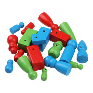 Ensemble de poupées en bois colorées, 54 pièces, pour enfants, jouets de thérapie psychologique, figurines dans un sac en peluche - Product Image 4