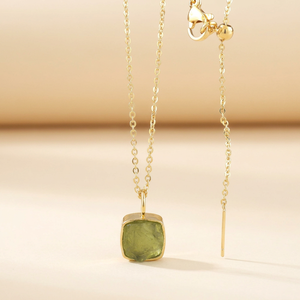 Collar con colgante de moldavita sin cortar y cojín natural, collar con colgante de piedras preciosas en bruto, collar con Colgante de Piedra curativa minimalista - Product Image 4