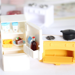 Scène miniature BTXIXI, modèle de meubles miniatures, cuisinière de <span class=keywords><strong>poche</strong></span>, réfrigérateur blanc - Product Image 1