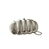 Tas Selempang Rantai Logam Aimiqi PVC Caterpillar, Tas Bahu Warna Solid Modis, Tren Clutch Pesta Sosialita