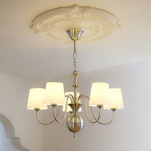 Lámpara colgante redonda LED E26 de estilo vintage francés, dorada, con múltiples cabezales, para dormitorio, sala de estar, estudio. - Product Image 4