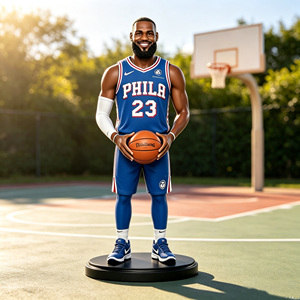 Figura de acción de resina personalizada de la estrella del baloncesto <span class=keywords><strong>James</strong></span>, bobblehead de los Philadelphia 76ers, <span class=keywords><strong>camiseta</strong></span> número 23, estatua coleccionable, decoración de escritorio, regalo. - Product Image 1