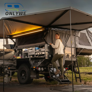 ONLYWE Remorque de camping tout-terrain en aluminium avec tente de toit et cuisine coulissante, <span class=keywords><strong>caravane</strong></span> d'expédition 4x4 à vendre - Product Image 4