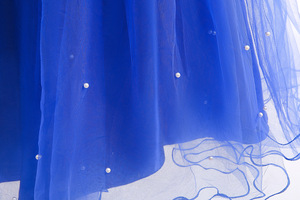 Robe de bal en tulle pour enfants, costume de cosplay d'Halloween, robe de princesse bleue à épaules dénudées avec papillons pour filles - Product Image 6