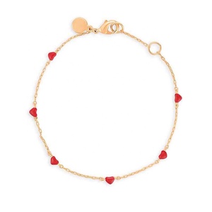 Milskye pequeña joyería fina plata esterlina 925 18K chapado en oro encantador esmalte rojo corazones <span class=keywords><strong>Amour</strong></span> pulsera - Product Image 6