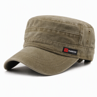 Casquette unisexe personnalisée en toile de coton lavée, style militaire, à calotte plate, avec boucle réglable, casquette de patrouille, casquette de travail vintage, style urbain