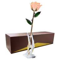 Rose éternelle colorée plaquée or en gros avec boîte cadeau, support de présentation de fleurs naturelles pour cadeau de Saint-Valentin, directement de l'usine