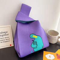 Schöne Bär-Tote-Tasche Leinwand-Tasche Knoten-Armbandtasche Mini-Strick-Handtasche Damen