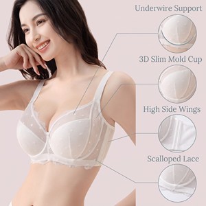 <span class=keywords><strong>Soutien</strong></span>-<span class=keywords><strong>gorge</strong></span> en dentelle à armatures, bonnet complet, effet liftant, minimiseur de poitrine généreuse, avec côtés larges, bretelles réglables, en nylon léger et respirant pour femme - Product Image 2