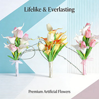Buket Pengantin & Pengiring Pengantin Elegan Grosir, Bunga Pernikahan Buatan Mewah Calla Lily Tulip Putih