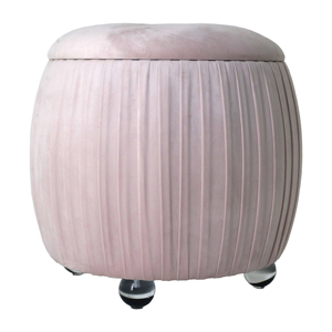 Otomana Tapizada en Rosa con Espacio de Almacenamiento, Taburete para Dormitorio, Reposapiés, Puf - Product Image 2