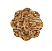 Assiette de présentation en rotin tressé à la main, set de table en rotin naturel résistant à la chaleur pour mariage, fête, maison, restaurant, décoration de table