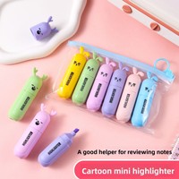Surligneurs miniatures pour enfants à tête inclinée, 6 couleurs, portables, motif dessin animé, en forme de pilule