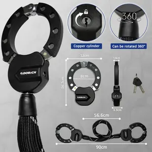 Heavy Duty Anti Theft Motorcycle Twins Handcuff Chain Lock With PET Cover High Security E-scooter Double Handcuff Lock With Keys
