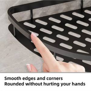 Estante de esquina montado en la pared de aluminio BX para estante organizador de almacenamiento de baño sin necesidad de taladro - Product Image 3
