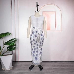 Ensemble de 2 vêtements africains pour femmes, robe de soirée Dashiki à paillettes, grande taille, robe longue de fête de mariage avec manteau, tenues 2026 - Product Image 5