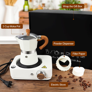 Custom 7-in-1 Stovetop Camping Coffee Maker Espresso Moka <b>Pot</b> Gift <b>Set</b> with Manual Coffee Grinder - Product Image 4